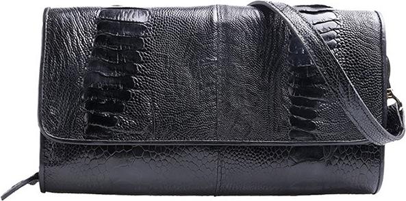 Túi Đeo Da Đà Điểu VIP Huy Hoàng HT6410 (19 x 10.5 cm) - Đen