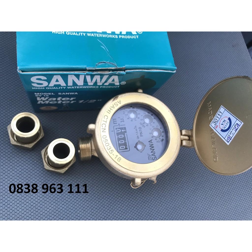 Đồng hồ đo nước Sanwa bằng đồng Mã SV15 - phi 21 - có kiểm định, CO CQ, có xuất hóa đơn VAT