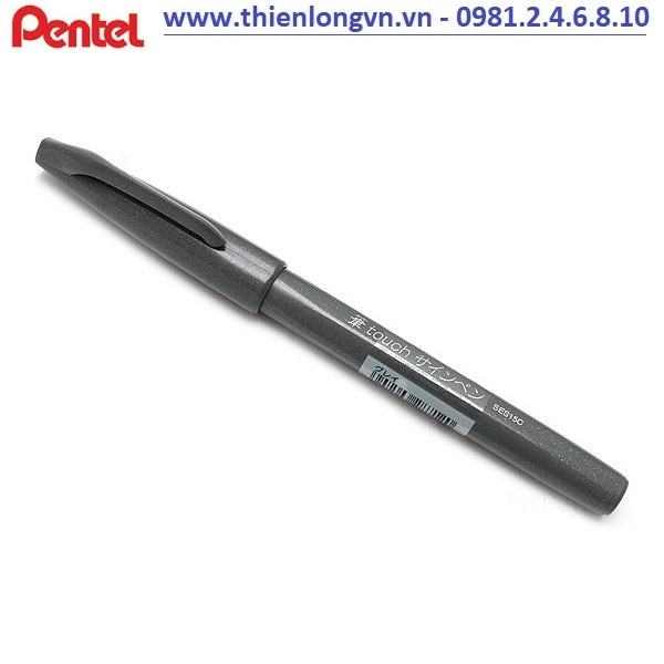 Bút lông viết thư pháp hiện đại Pentel SES15C-N màu xám; Calligraphy Fude Touch Sign - Grey