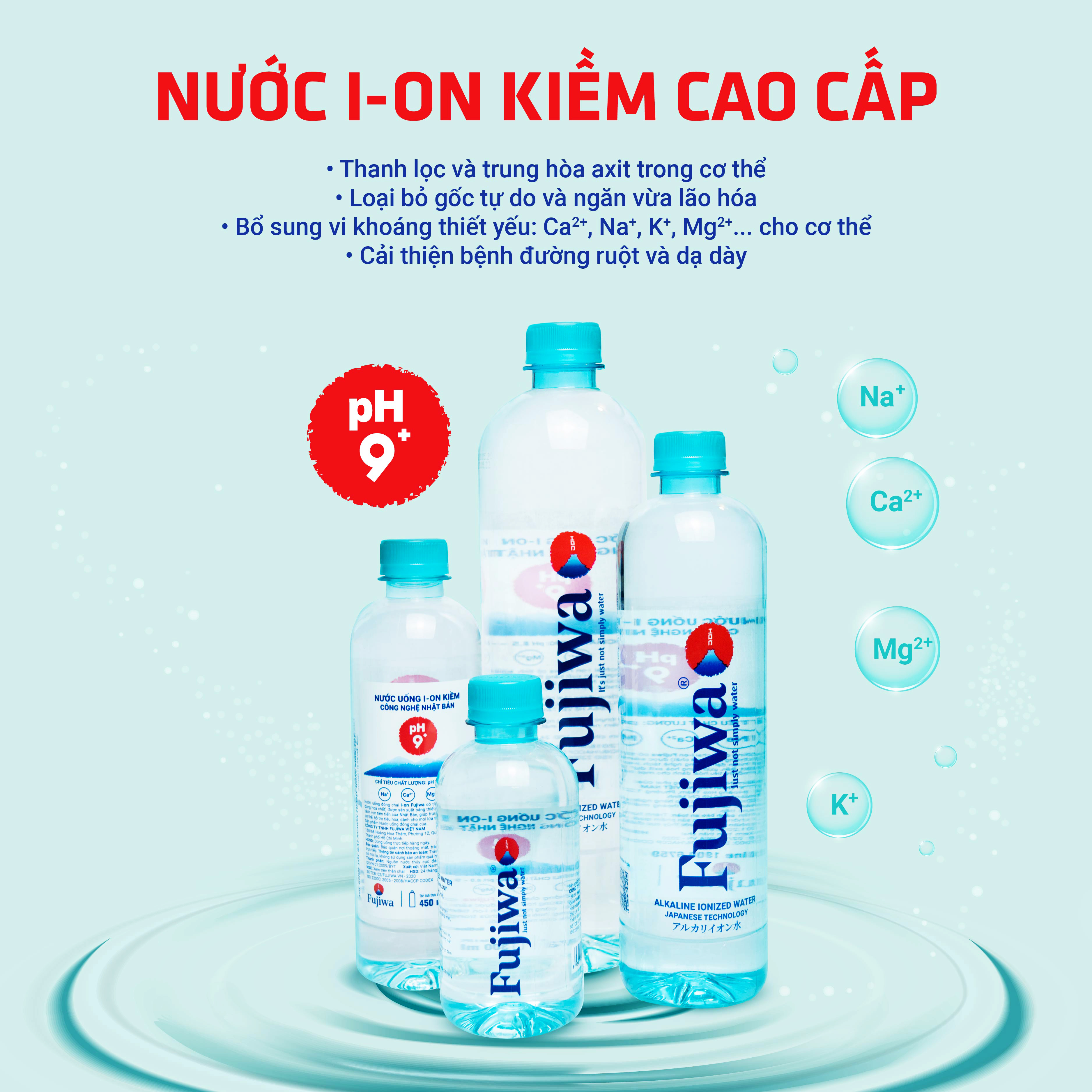 Thùng 24 Chai 300ml Nước Uống Ion Kiềm Cao Cấp Đóng Chai Fujiwa - Nước uống Detox với Công Nghệ Điện Phân Ion Kiềm