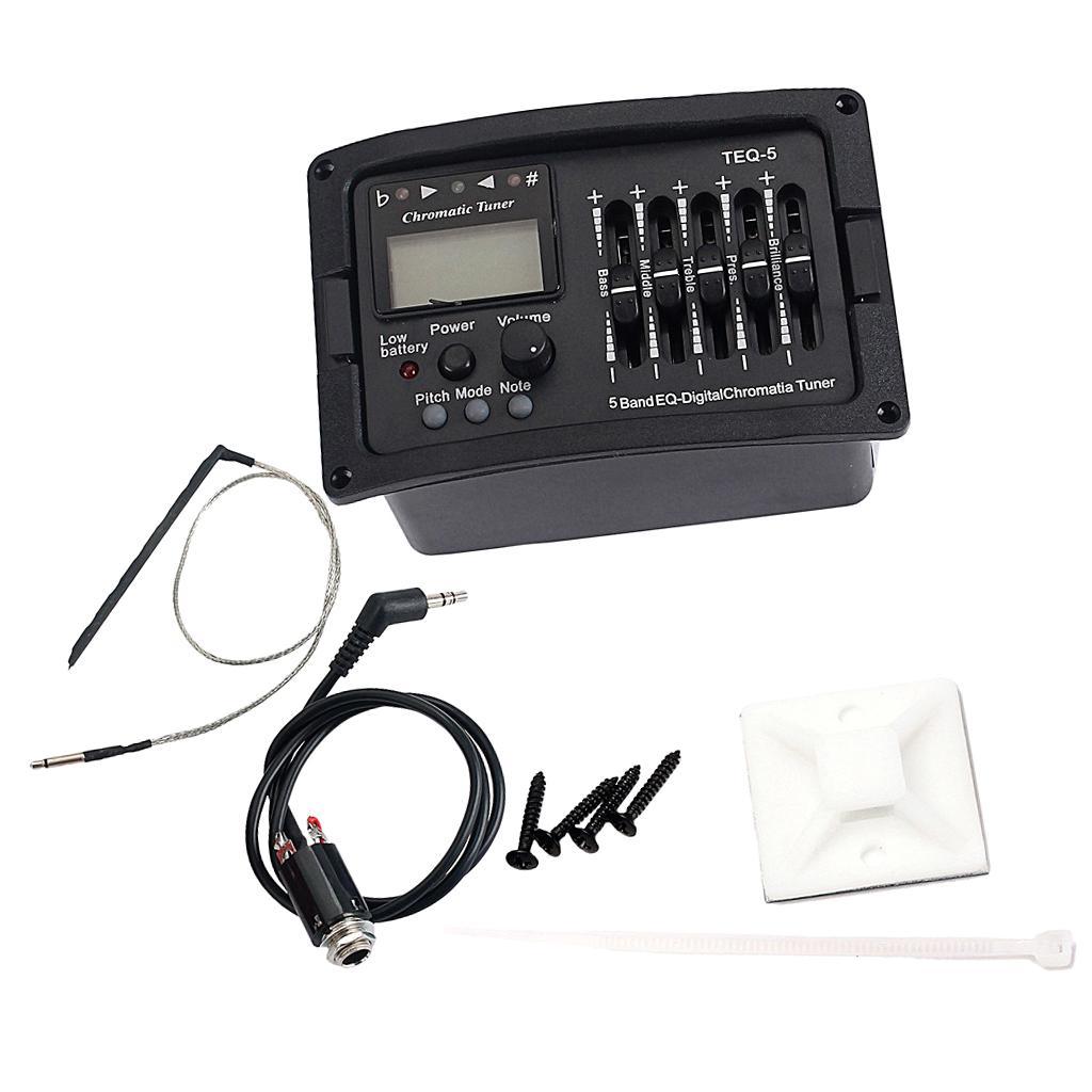 5-Band Acoustic Guitar Preamp EQ Piezo Pickup LCD Tuner for Guitar Parts Accessories