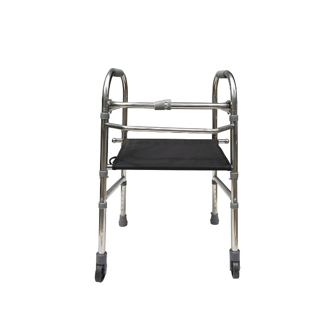 Khung Tập Đi Có Ghế Ngồi Cho Người Già, Người Khuyết Tật inox - Khung Tập Đi Có Bánh Xe