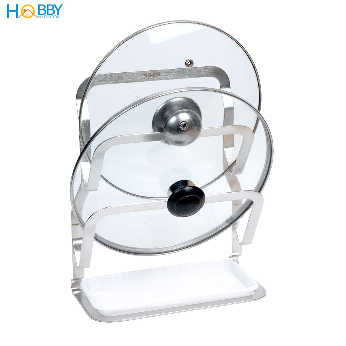 Giá treo nắp vung thớt 2 tầng inox 304 dán tường Hobby Home Decor TT13