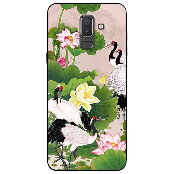 Ốp lưng in cho Samsung J8 2018 Mẫu Sen Và Hạc