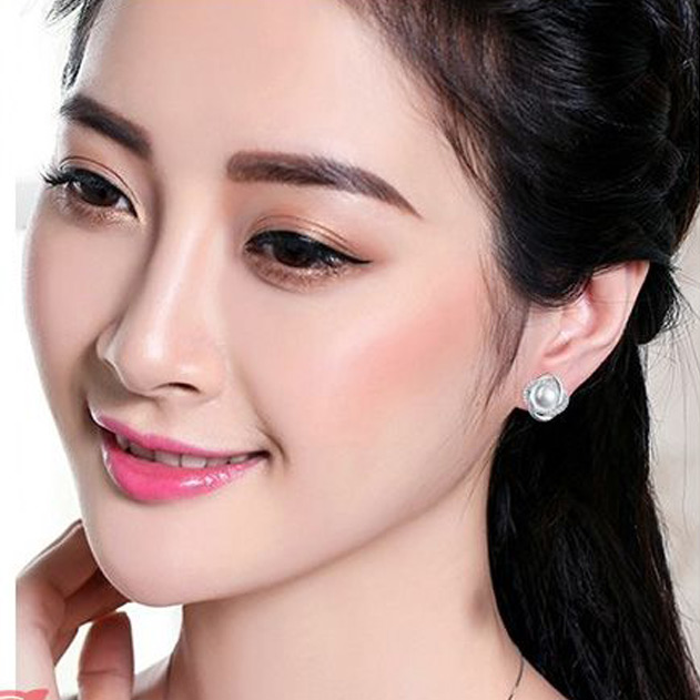 Bông tai bạc s925 ngọc trai viền đá zircon BHBT93-3