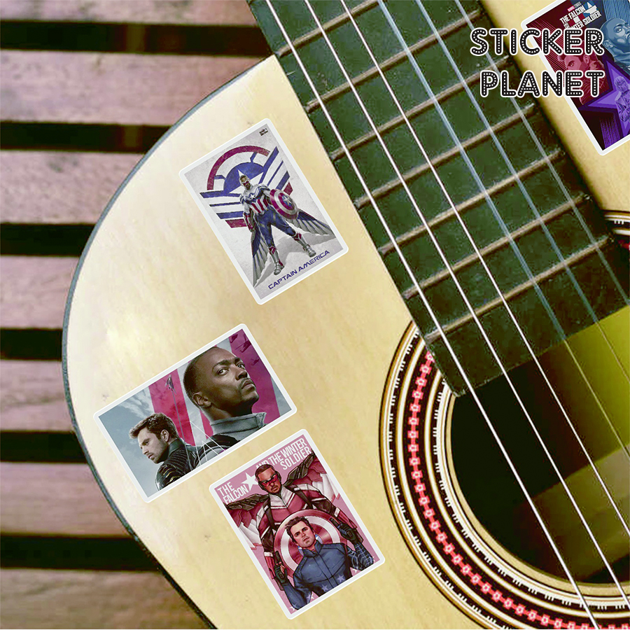 Bộ sticker The Falcon and the Winter Soldier chống thấm nước trang trí mũ bảo hiểm, đàn, guitar, ukulele, điện thoại laptop, dán sticker macbook sticker cute