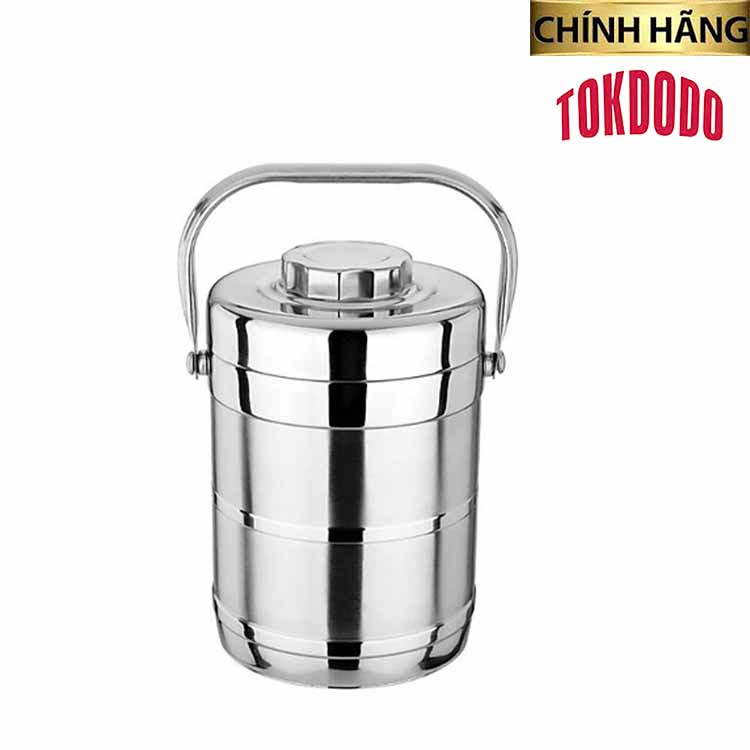 Cặp Lồng Inox 3 Tầng 1.4 - 2 Lít -Cặp Lồng Đựng Cơm Cháo Phở Giữ Nhiệt Cao Cấp Chính Hãng TOKDODO