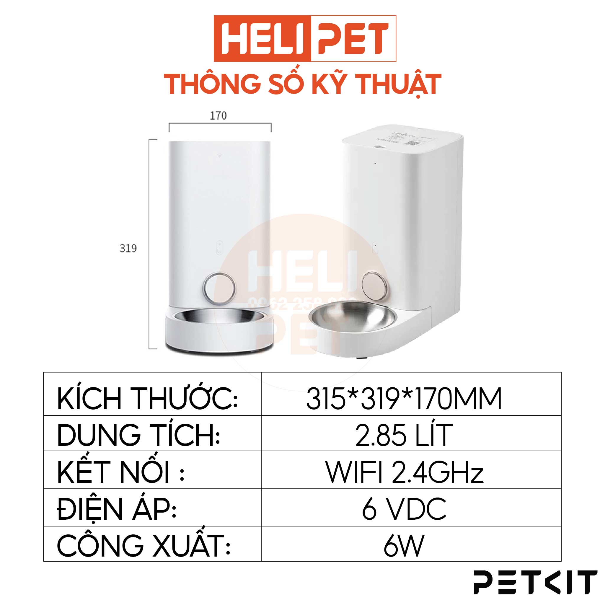 Máy Cho Mèo Ăn Tự Động, Máy Cho Chó Ăn Petkit Mini Pro, Petkit Fresh Element Mini Pro - HeLiPet