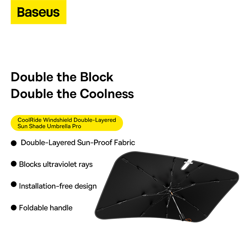 Dù Che Nắng Cửa Kính Trước Có Thể Xếp Lại Dùng Cho Xe Ô Tô Baseus CoolRide Doubled-Layered Windshield Sun Shade Umbrella Pro - Hàng chính hãng