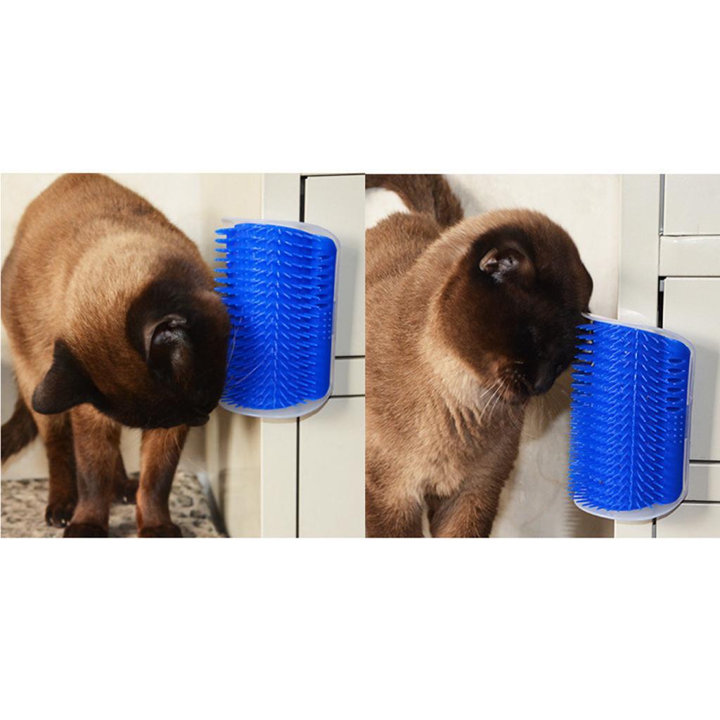 Dog Cat Bath Brush Comb Hair Rubber Glove and Cat Groomer Corner Blue