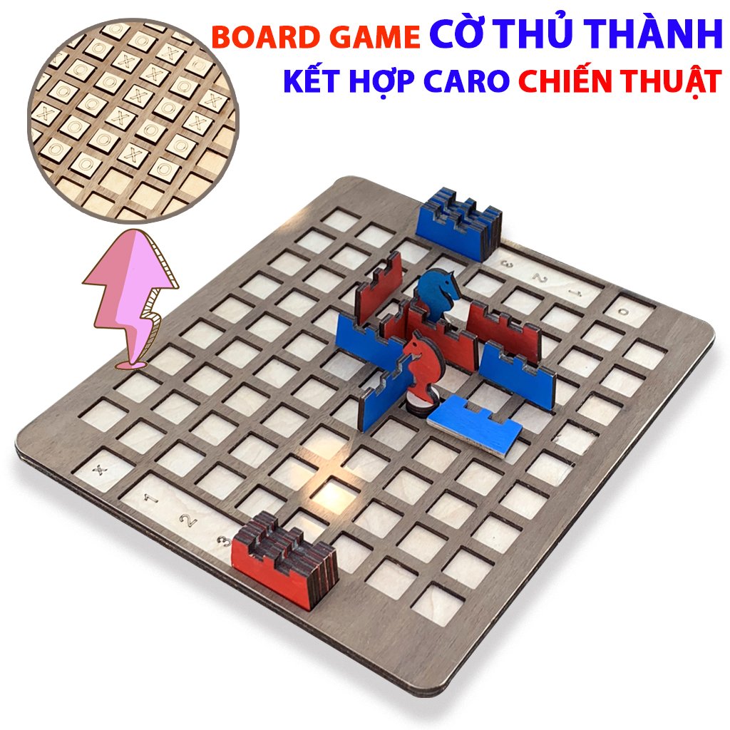 Đồ Chơi Board Game Chiến Thuật Chiến Lược Chess Thủ Thành Kết Hợp Cờ Caro Bằng Gỗ