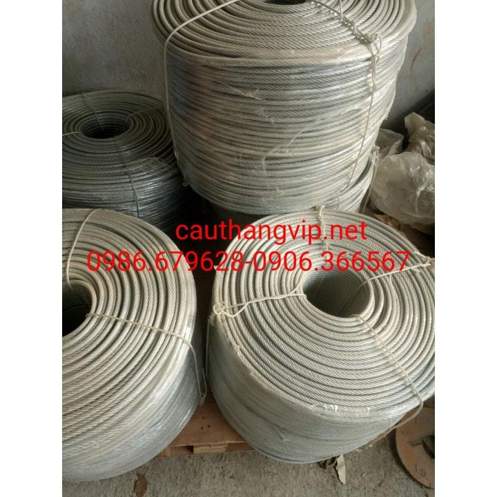 Com bo 10m cáp inox phi 8 bọc nhựa dùng làm dây phơi, trang trí cầu thang.