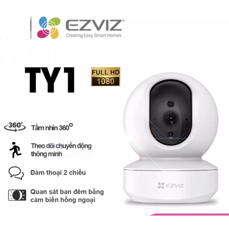 Camera Wifi Ezviz TY1 2.0Mp Full HD  Âm thanh 2 chiều Quan sát ngày đêm - Hàng chính hãng