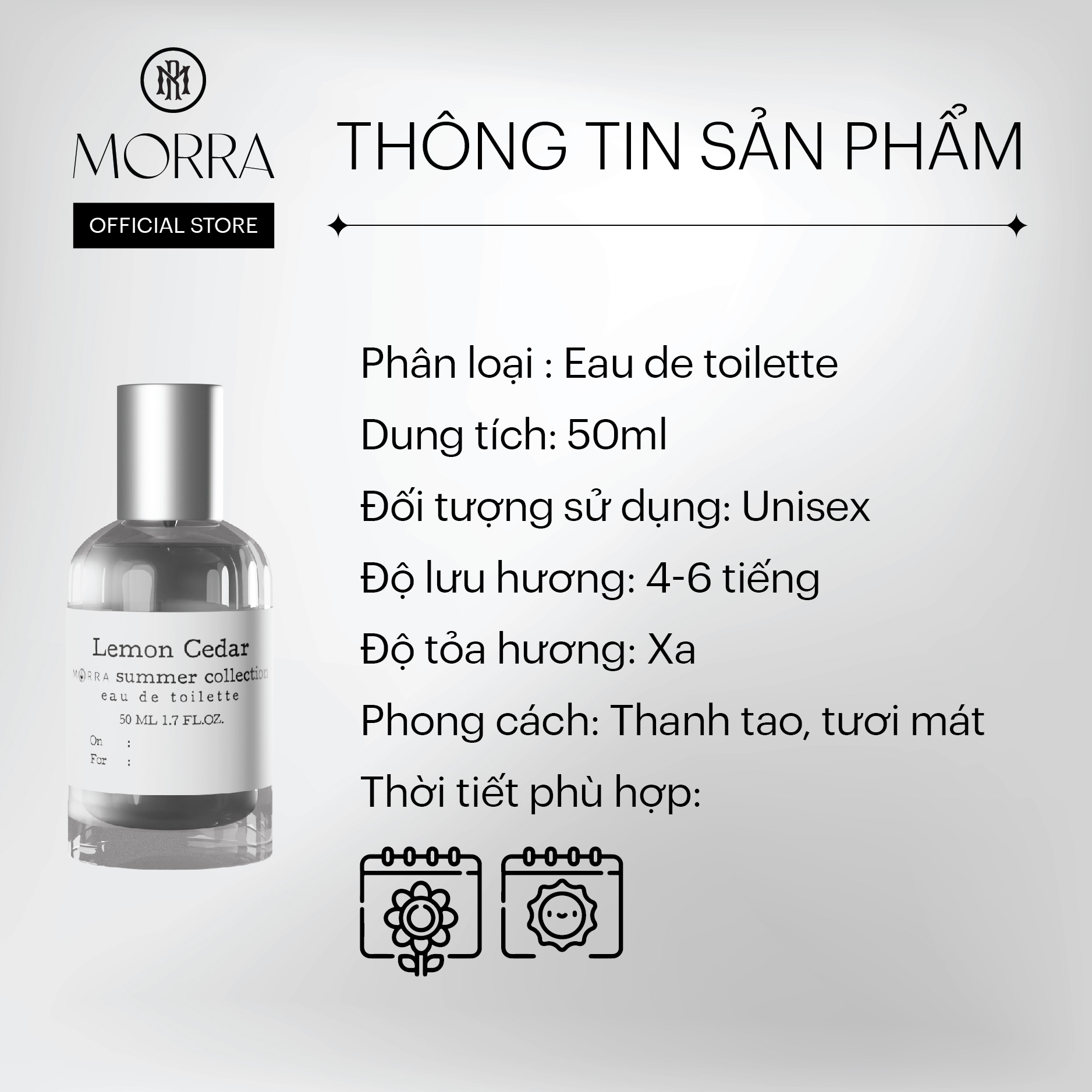 Nước Hoa Unisex Lemon Cedar 50ml Nguyên Liệu Nhập Pháp Hương Thơm Thanh Mát