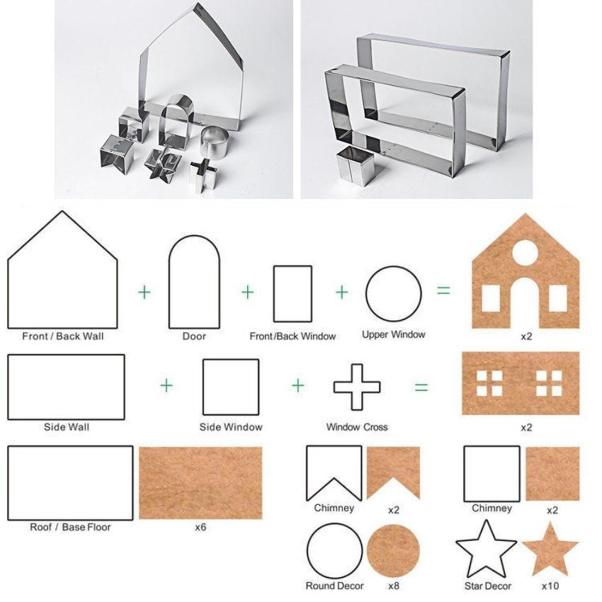 COMBO Set 10 khuôn nhấn bánh 3D hình nhà giáng sinh - CBCKIHOU10P