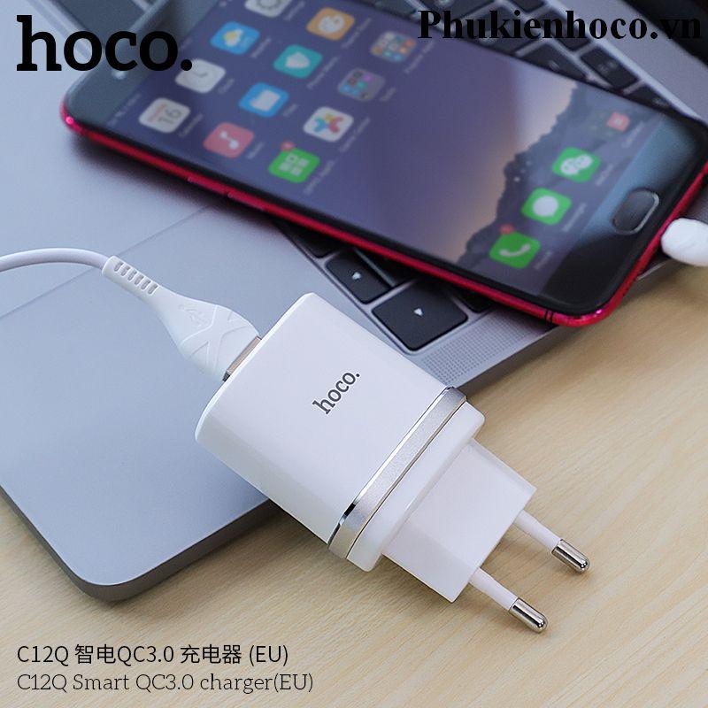 Củ Sạc Nhanh 18W QC3.0 Hoco C12Q - Cốc Sạc Nhanh Cổng USB Hỗ Trợ QC3.0, QC2.0 - Hàng Chính Hãng