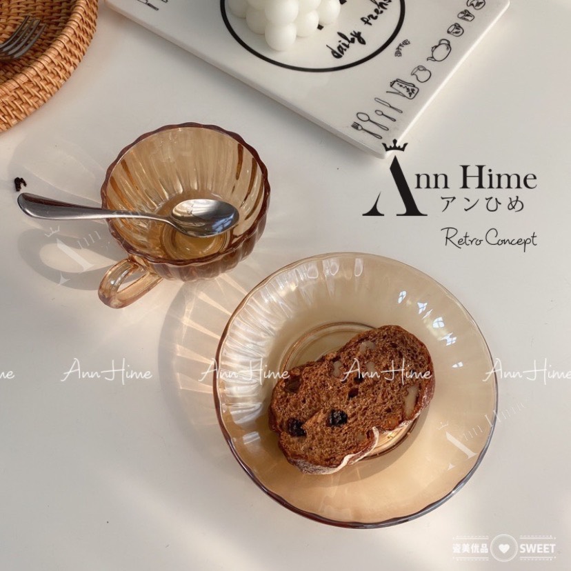 Ly Thủy Tinh Cốc Thủy Tinh Kiểu Vintage Châu Âu Cổ Điển Màu Hổ Phách