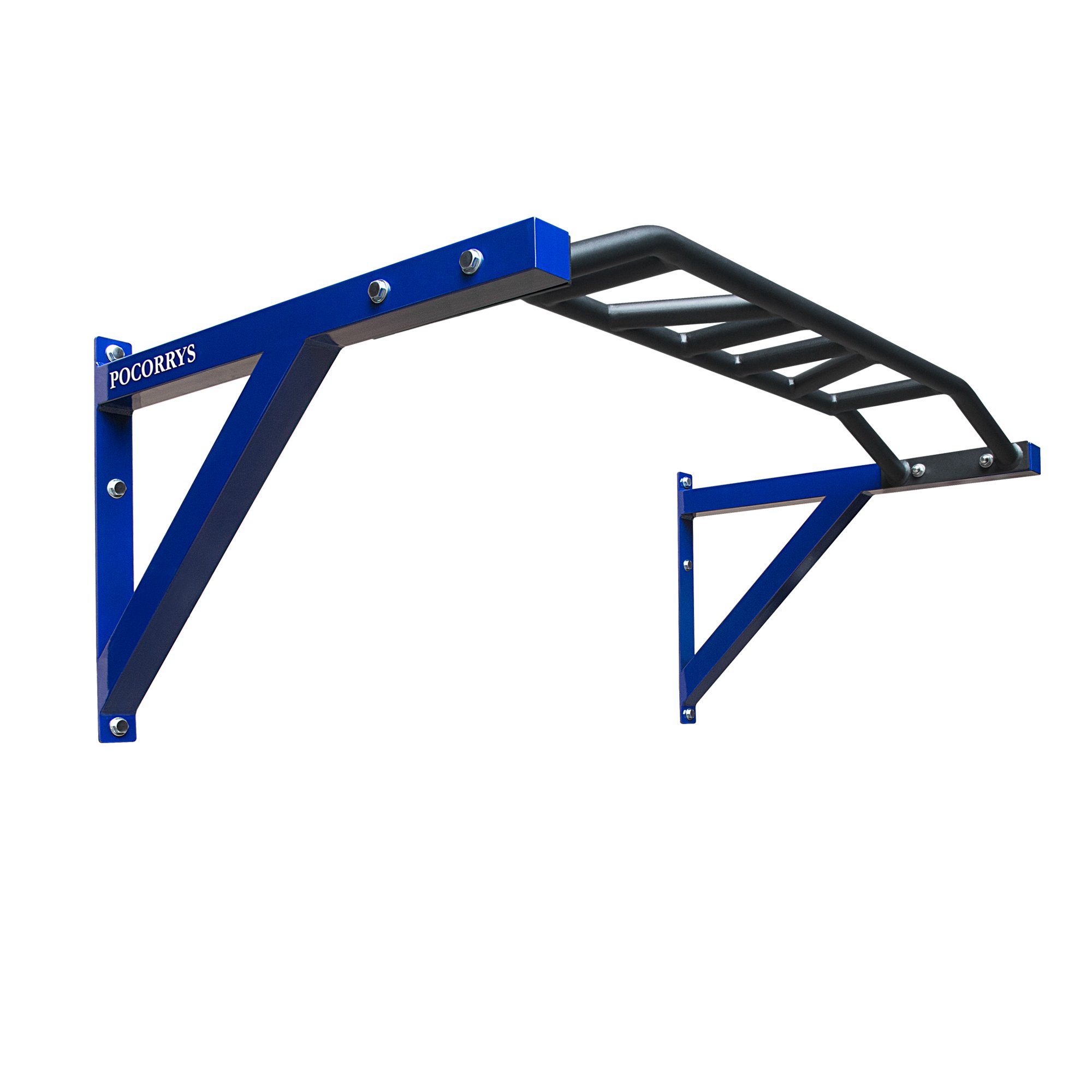 Xà đơn gắn tường, nhiều tay nắm, Xà đa thanh uốn, Pull up bar Pocorrys PM-08, Màu xanh đen
