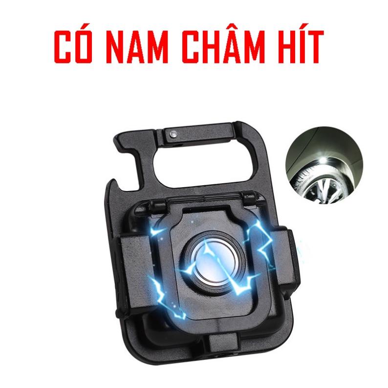 Đèn pin mini LED siêu sáng Vinetteam COB dùng làm móc khoá mở nắp chai đa năng sạc usb tích điện có led nhấp nháy - hàng chính hãng