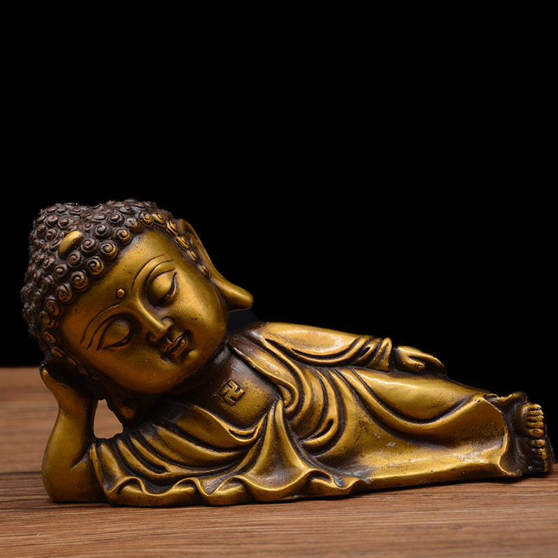 Tượng Phật Thích Ca Nhập Niết Bàn (Tượng Phật Nằm) Bằng Đồng Đúc Nguyên Khối 1200 gram