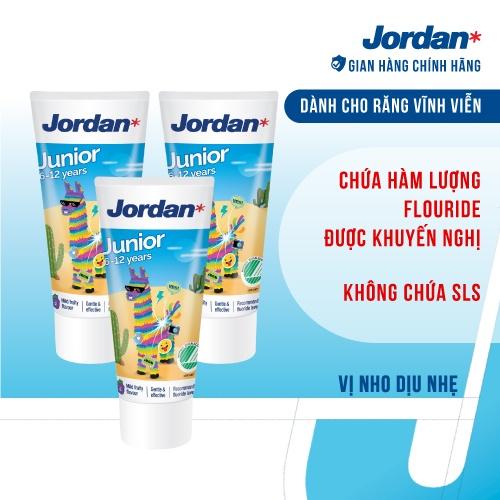 Combo 3 Kem đánh răng cho trẻ em 6-12 tuổi vị nho Jordan Step 2, 75g/tuýp