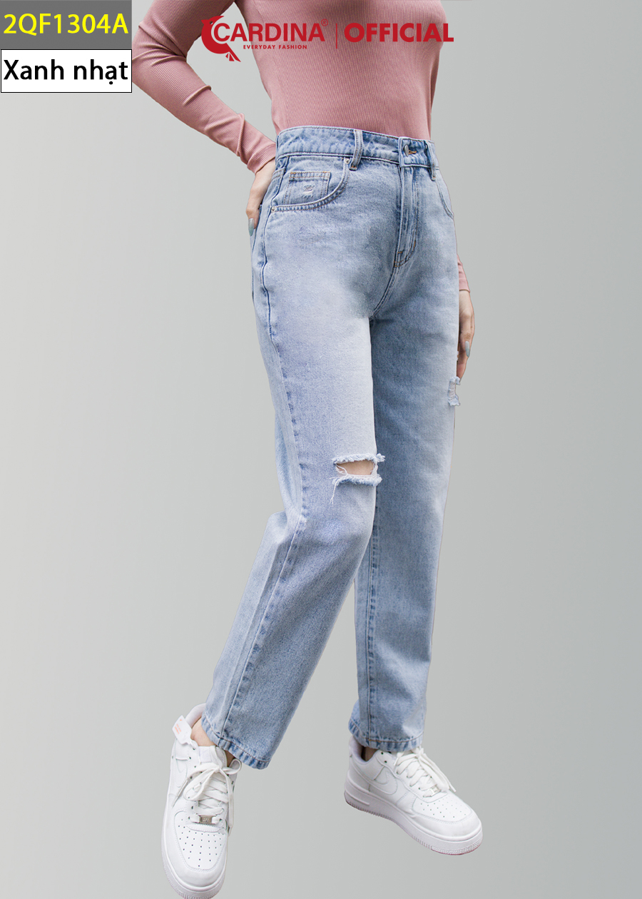 Quần Jeans Nữ CARDINA Cao Cấp Dáng Baggy Cài Khuy Có Khóa Kéo Dễ Mix Đồ 2QF13
