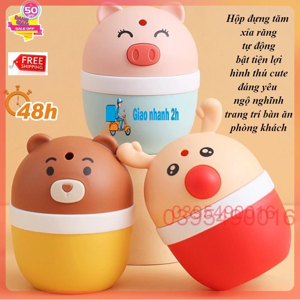 Hộp đựng tăm xỉa răng tự động bật tiện lợi hình thú cute, đáng yêu, ngộ nghĩnh trang trí bàn ăn, phòng khách