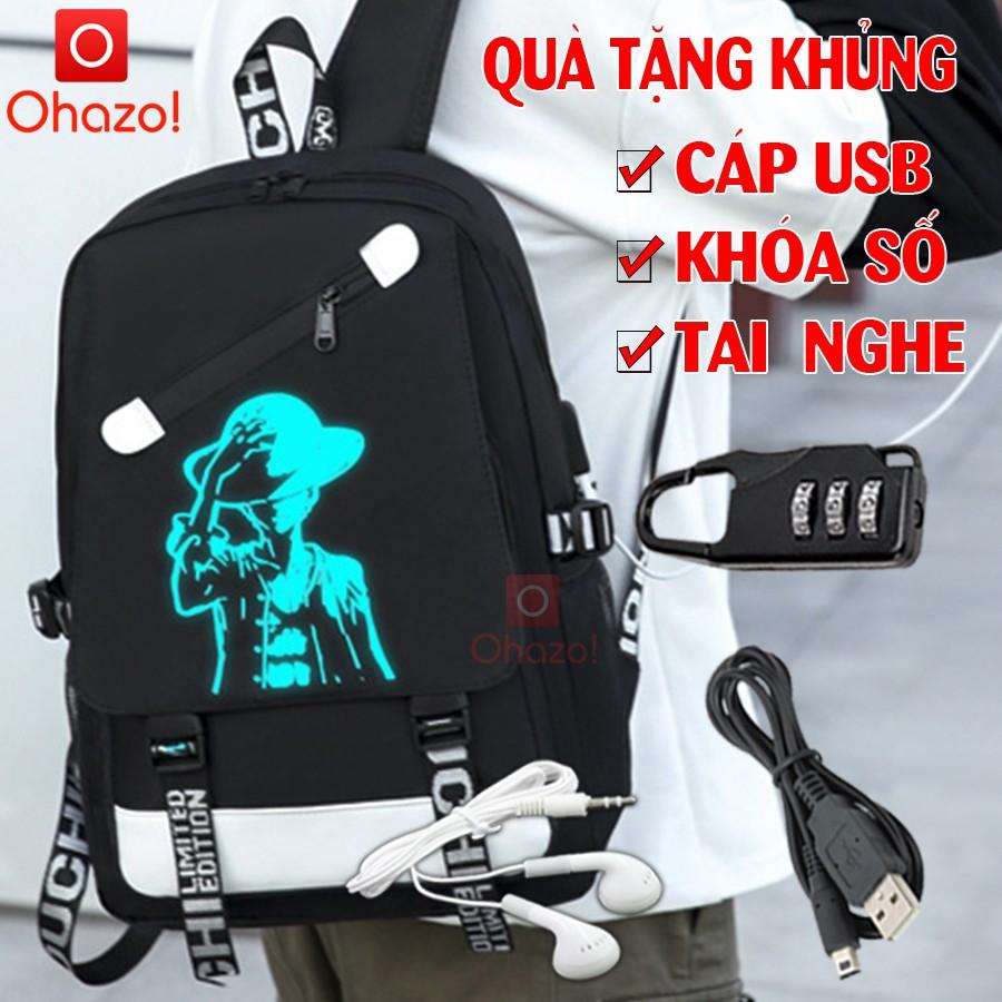 Balo nam nữ đi học phát sáng dạ quang Ohazo! hình Luffy TẶNG - Cặp đi học HOT nhất 2021