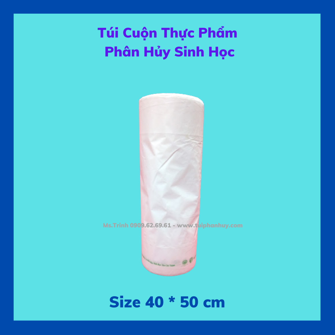 2 Kí Túi Đựng Thực Phẩm Tự Hủy Sinh Học - Dạng Cuộn - Màu Trắng Sữa - 4 size / 2 Kilograms of Bio-degradable Plastic Bag- In Rolls - Color Milk White - 4 Sizes