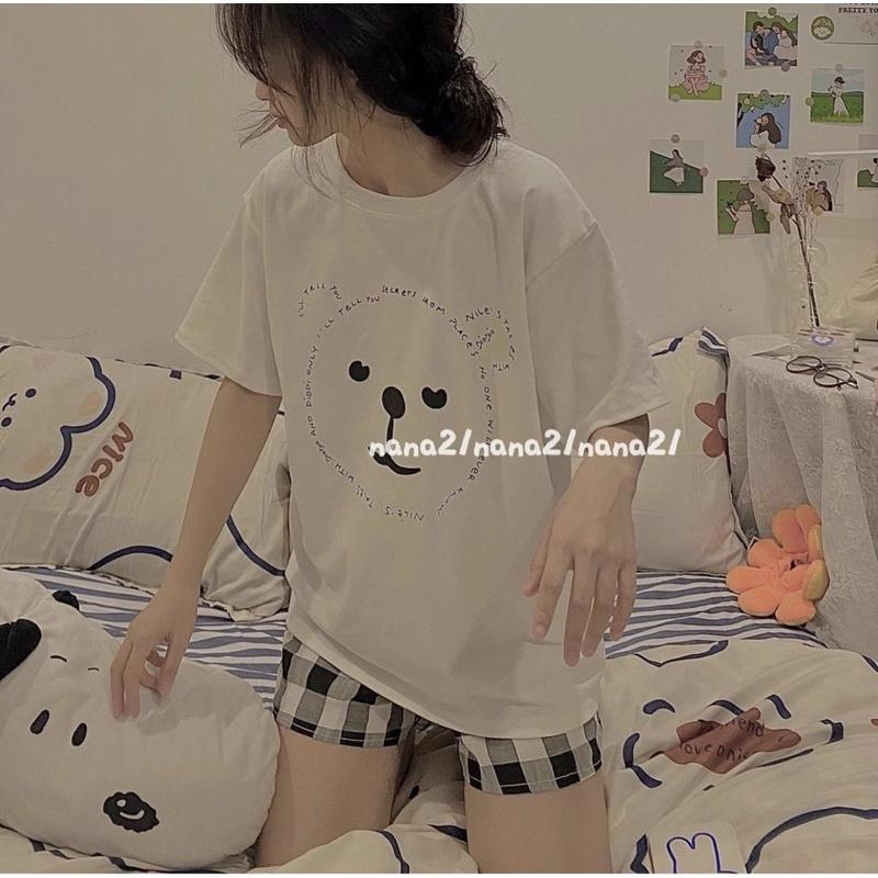 SET BỘ CUTE MÙA HÈ HÌNH GẤU CHỮ