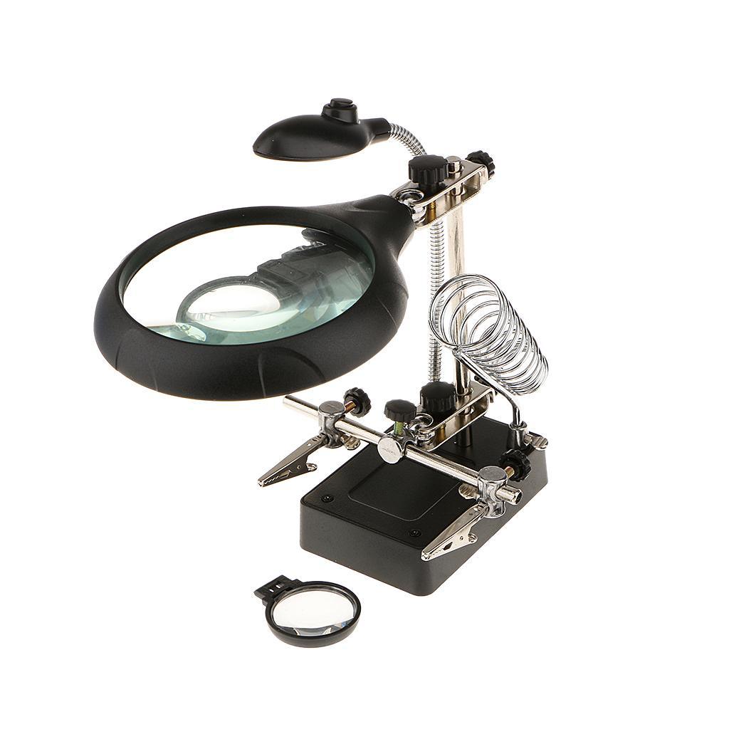 LED Magnifying Glass with Clamp and Clips for Repair Modeling