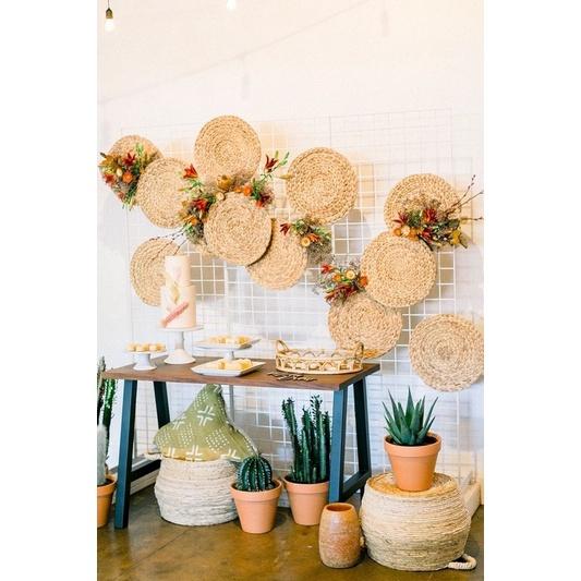 Thảm Lục Bình,Thảm Cói Tròn Vintage size nhỏ 10cm - 35cm