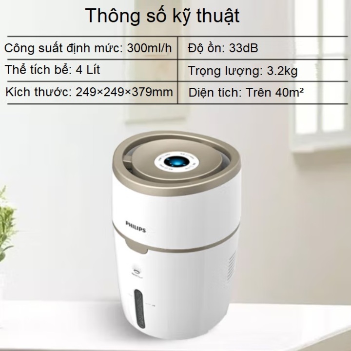 Máy tạo độ ẩm Philips HU4816/00 tốc độ tạo ẩm 300ml/h - Hàng Nhập Khẩu