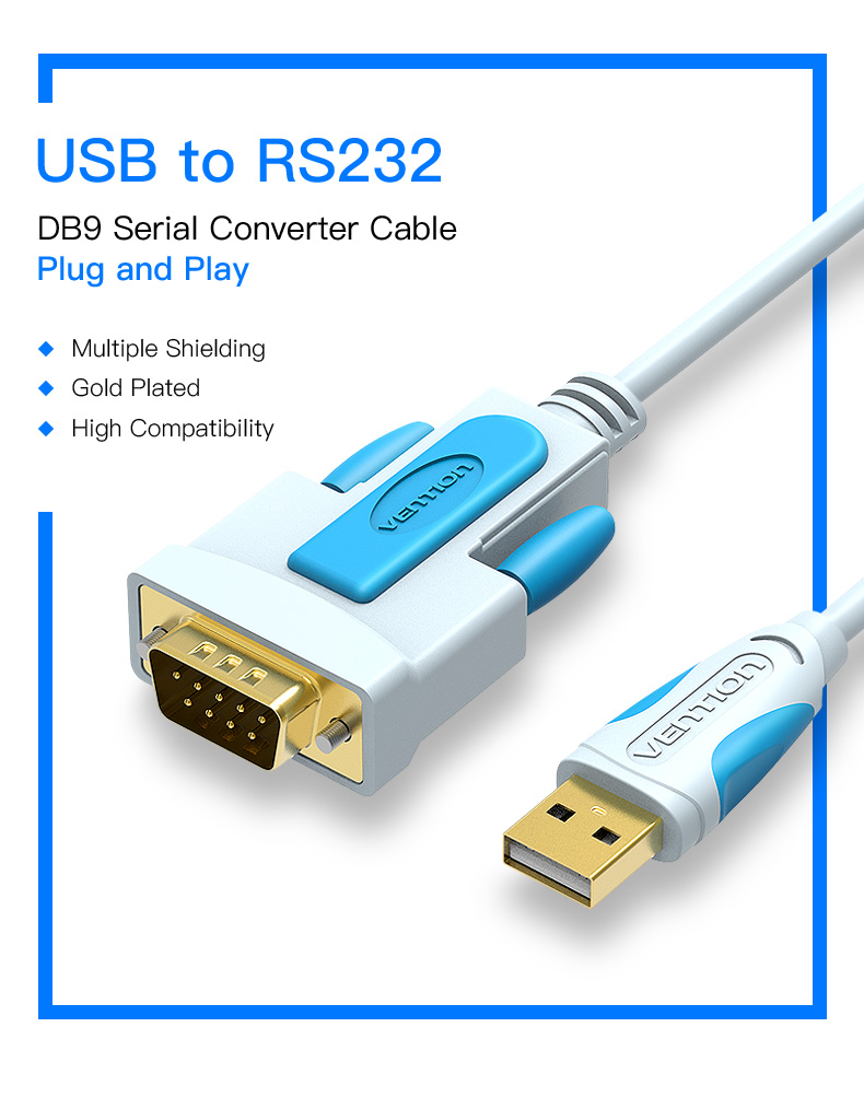 Cáp chuyển đổi USB 2.0 ra RS232 Vention VAS-C02 - Hàng chính hãng