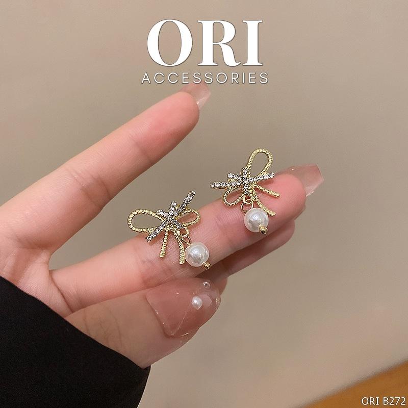 Bông tai nữ Nơ đính đá Kelsey độc đáo cá tính ORI ACCESSORIES B272