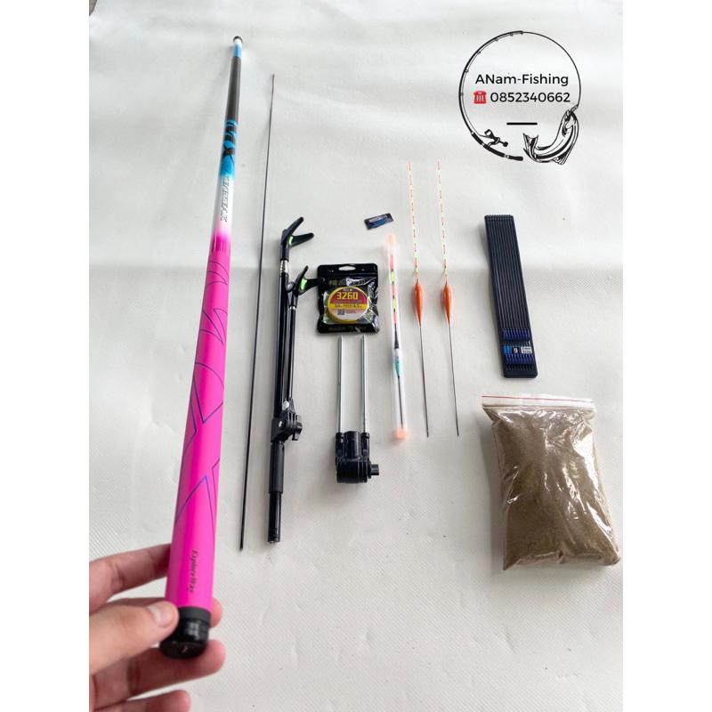 Combo Cần câu tay VIX HUA 5H Tặng kèm phụ kiện + mồi câu ANam-Fishing