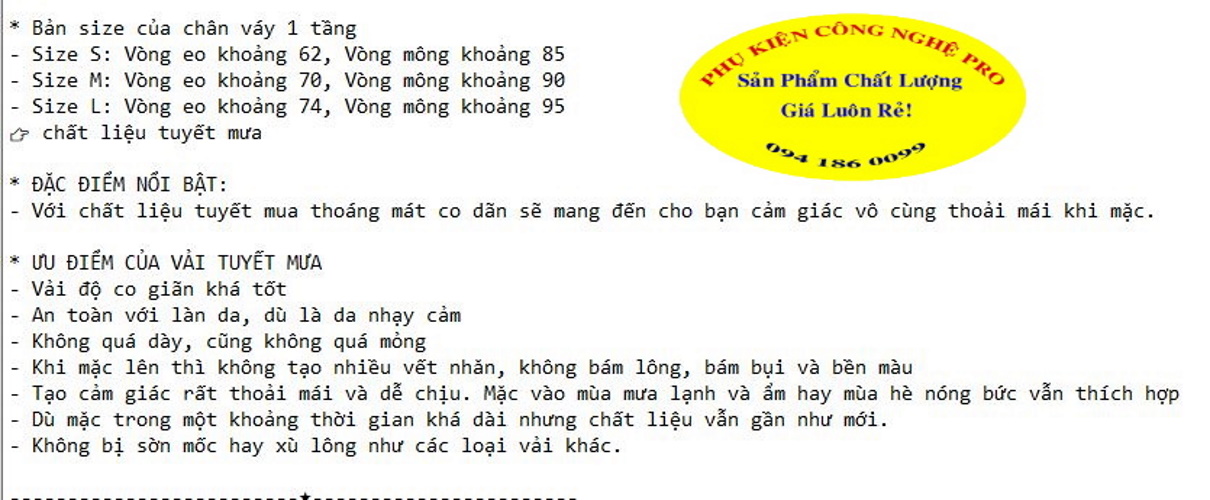 Chân váy nữ 1 tầng siêu dễ thương Chất liệu vải tuyết mưa, mềm, co giãn, dễ chịu khi mặc