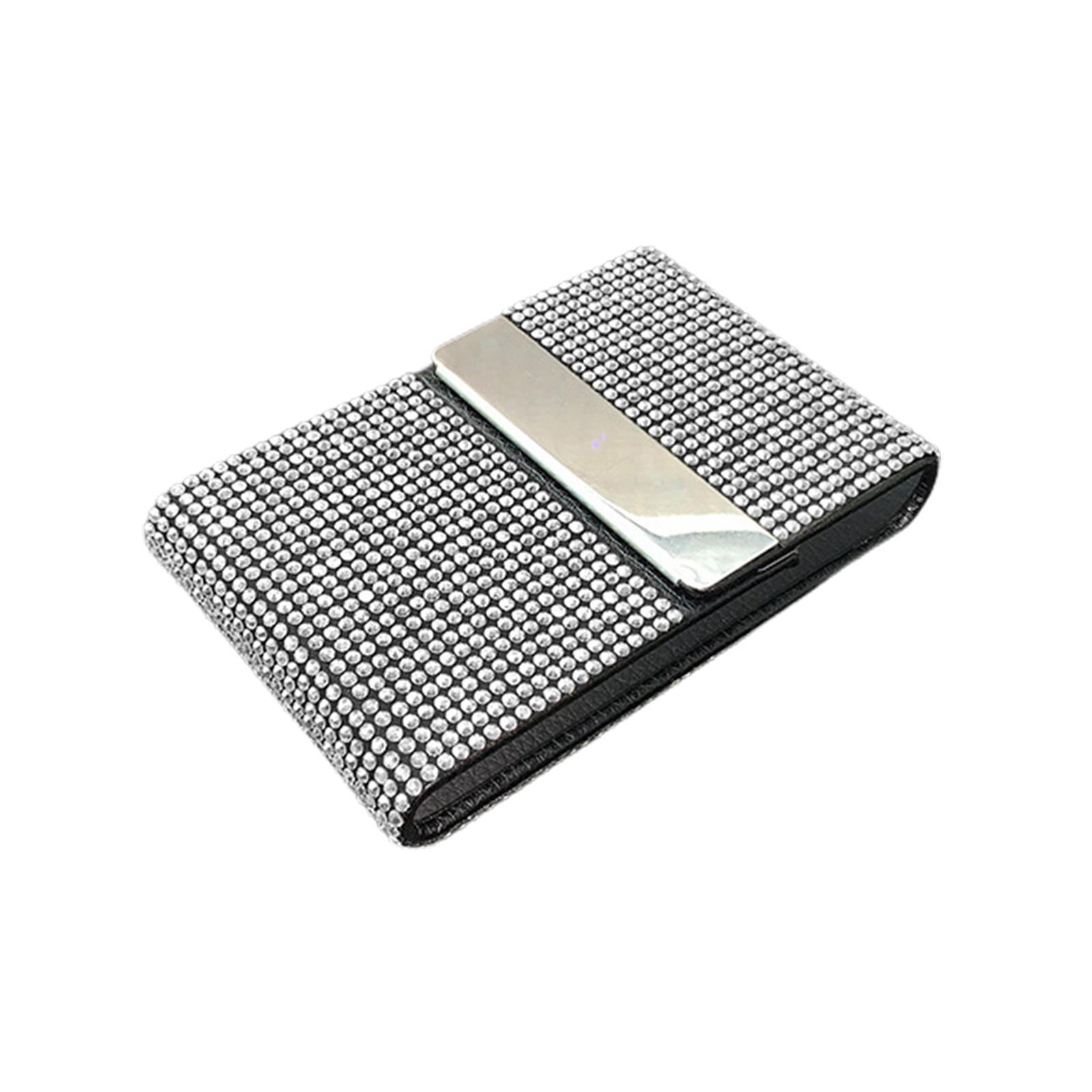 Minimalist ID Card Holder, Card Pocket Multifunctional Card Case with Rhinestones Document Organizer Wallet Pouch for ID Card Men
