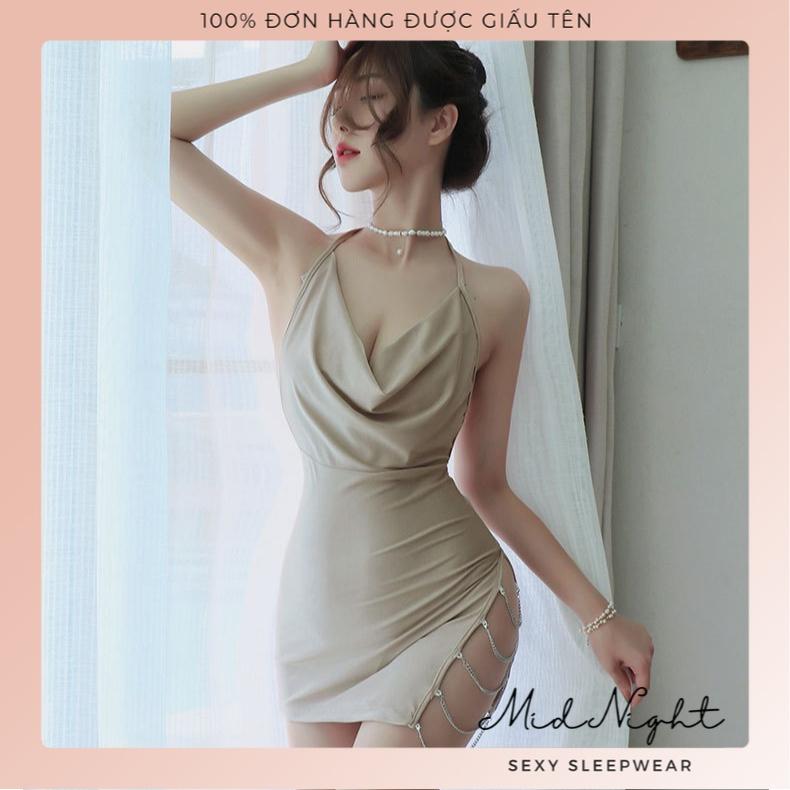 Váy Ngủ Sexy Gợi Cảm Cho Nữ Phong Cách Luxury Mid Night Sexy- Đồ Lót Quyến Rũ Chất Liệu Ren Xuyên Thấu Khiêu Gợi - Màu Xám