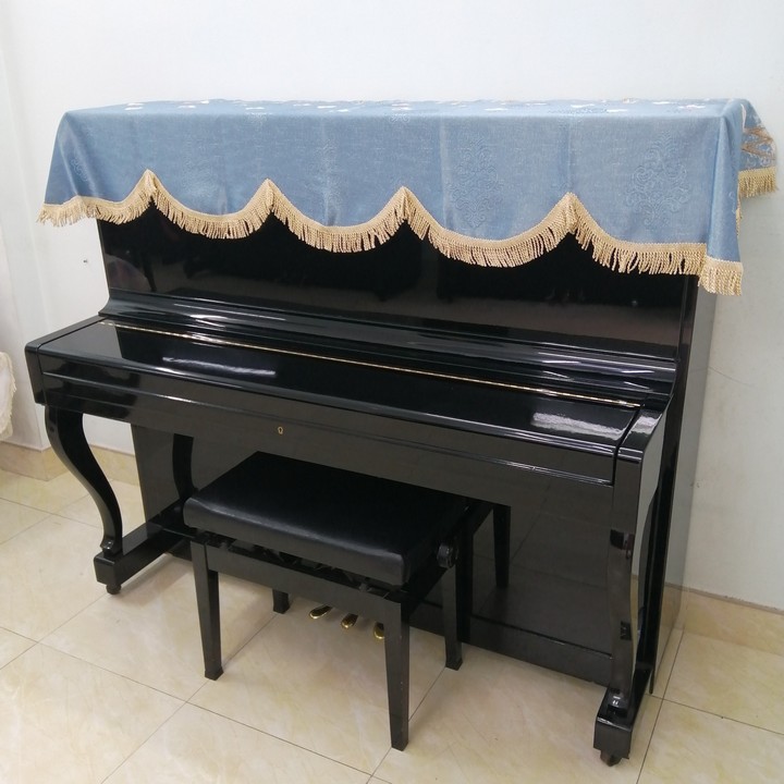 PHỦ ĐÀN PIANO CƠ MÀU XANH HOA ĐÀO HỒNG