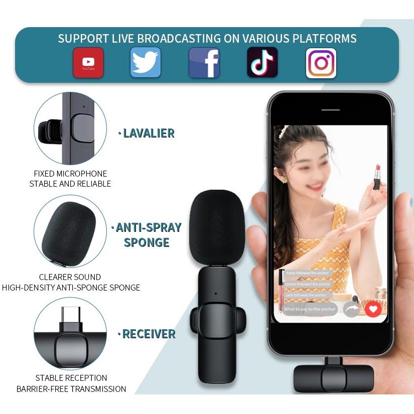Micro Cài Áo Không Dây, Lọc Tiếng Ồn, Dùng Cho Điện Thoại, Live stream /Quay Vlog/Gọi thoại Nhỏ Gọn Tiện Lợi