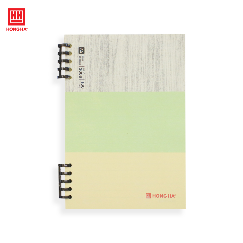 Sổ lò xo A5 Hồng Hà, sổ còng nhựa Basic 160 trang định lượng 80gsm - 3006