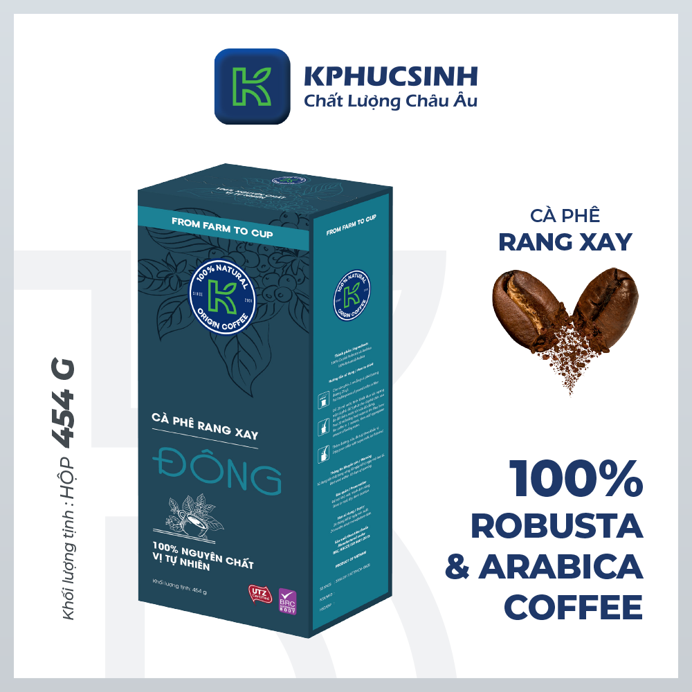 Bộ sưu tập 4 hộp cà phê rang xay 100% Robusta Arabica nguyên chất Xuân Hạ Thu Đông thương hiệu K Coffee (454g/hộp)