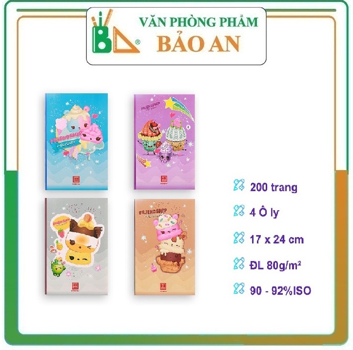 Vở 4 Ô Ly 200 Trang HH South Star Cupcake 0748  Bề Mặt Giấy Láng Mịn, Viết Êm Tay, Không Nhoè, Tạo Nét Chữ Đẹp. Sản Phẩm Phù Hợp Với Học Sinh.