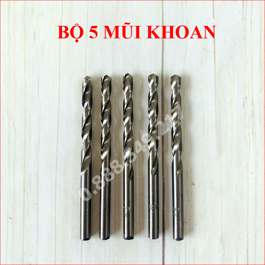 Bộ 5 Mũi Khoan Hợp Kim Cao Cấp Khoan Tường, Khoan Gỗ, Khoan Sắt Hộp Rất Tốt