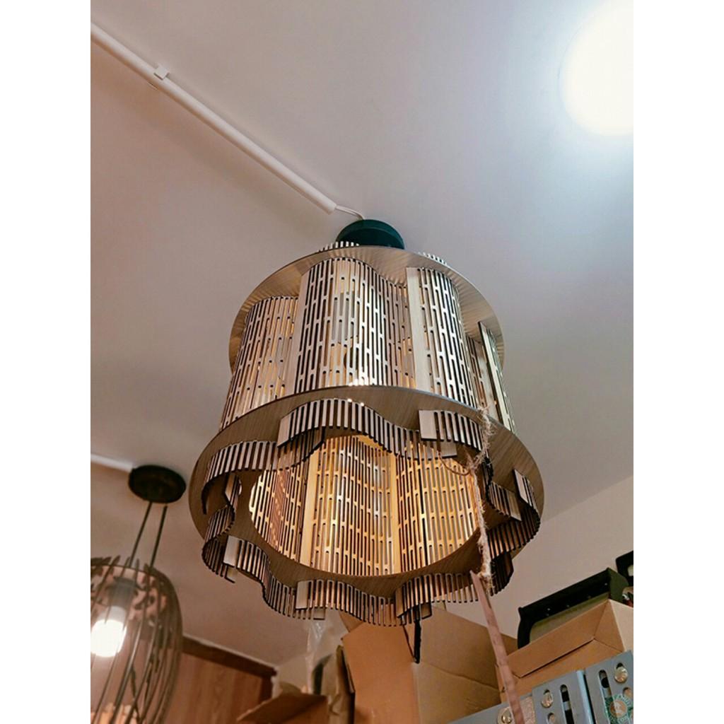 Đèn gỗ hoa văn DG045 - Đèn thả trần trang trí nhà, quán cafe, nhà hàng