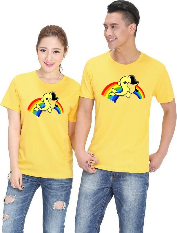 Bộ Áo Thun Đôi Nam Nữ  Màu Vàng A11216