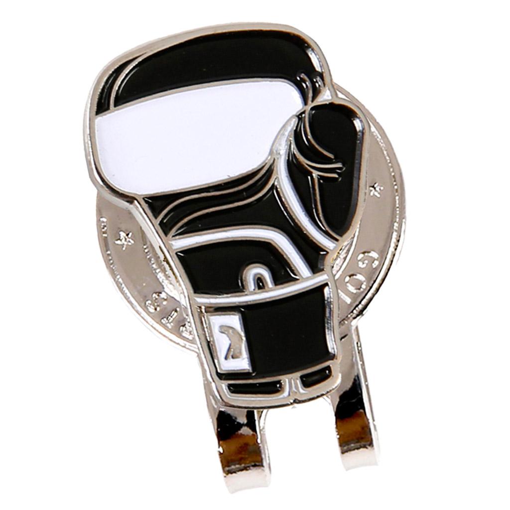 Golf Hat Clip with Detachable Magnetic Golf Ball Marker Glove Pattern Black