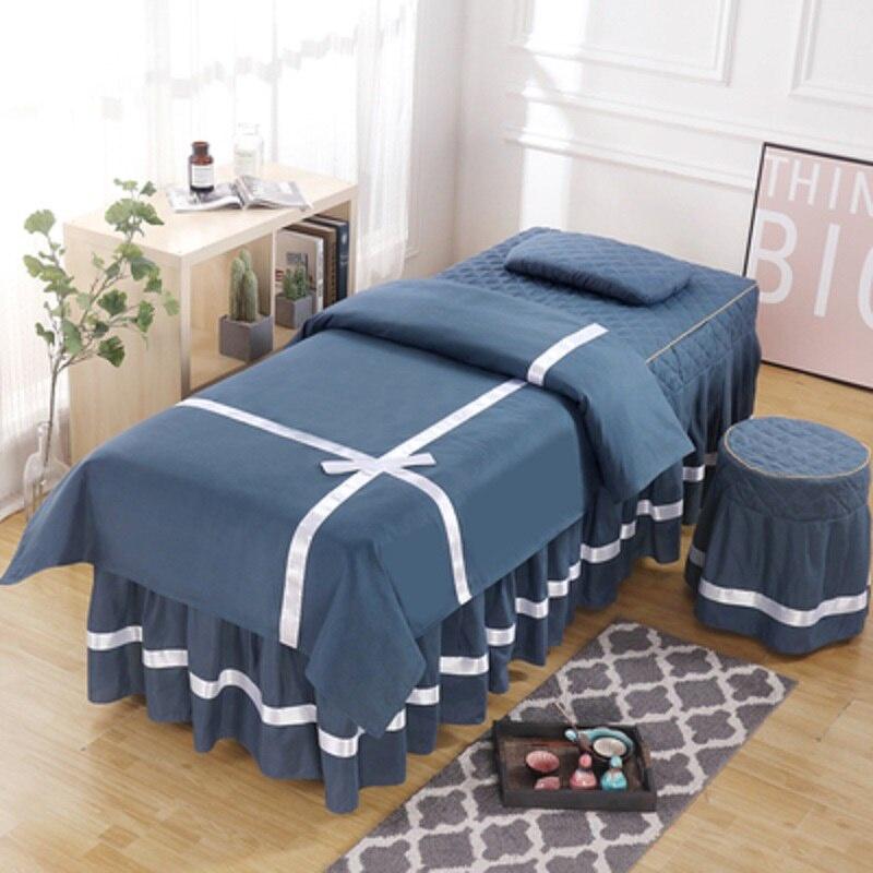 Bộ 4 Món Vỏ Chăn Ga Gối Đệm Mát Xa Chất Liệu Vải Lanh Thân Thiện Với Da