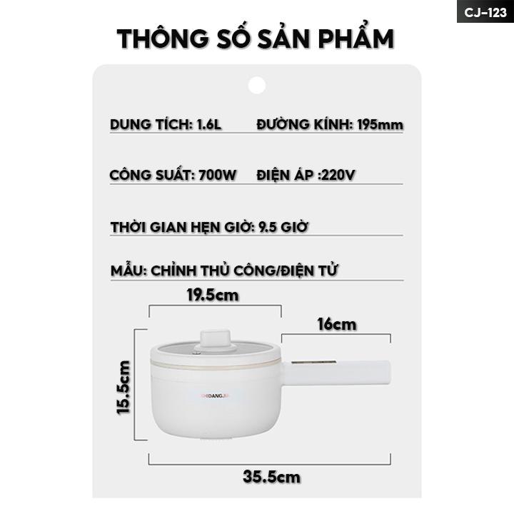 Nồi Điện Đa Năng Nấu Mì Tiện Lợi Nhỏ Gọn Dung Tích 1.6 Lít Nồi Điện Tử Giá Rẻ CJ-123